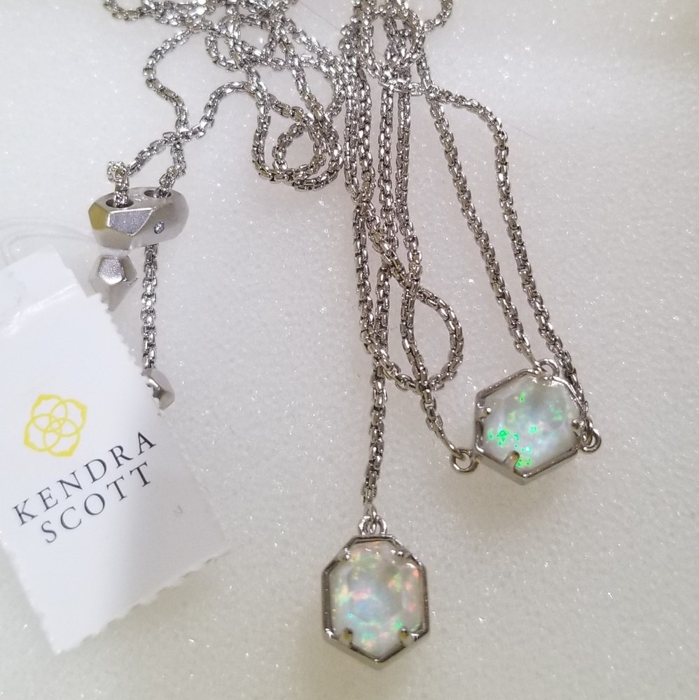 NWT WHITE KYOCERA OPAL ILLUSION Y NECKLACE SILVER